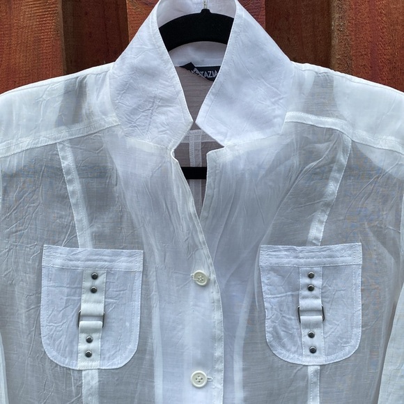 Fantazia Women’s Sheer White Button Shirt Size L - Picture 3 of 10